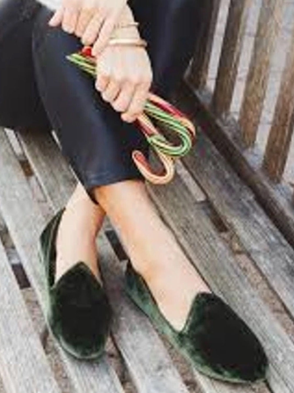 Birdies The Heron flats luxurious forest green crushed velvet 9 loafer shoe